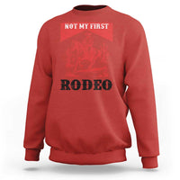 Not My First Rodeo Vintage Cowboy Graphic Sweatshirt Retro Western Desert Scene with Horse and Cactus