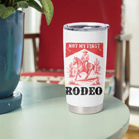 Not My First Rodeo Vintage Cowboy Graphic Tumbler Cup Retro Western Desert Scene with Horse and Cactus