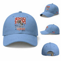Make America Cowboy Again Patriotic Western Baseball Cap Bucking Bronco Star Spangled USA Flag Inspired Country