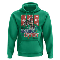 Make America Cowboy Again Patriotic Western Hoodie Bucking Bronco Star Spangled USA Flag Inspired Country