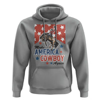 Make America Cowboy Again Patriotic Western Hoodie Bucking Bronco Star Spangled USA Flag Inspired Country