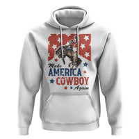 Make America Cowboy Again Patriotic Western Hoodie Bucking Bronco Star Spangled USA Flag Inspired Country
