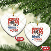 Make America Cowboy Again Patriotic Western Ceramic Ornament Bucking Bronco Star Spangled USA Flag Inspired Country