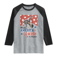 Make America Cowboy Again Patriotic Western Raglan Shirt Bucking Bronco Star Spangled USA Flag Inspired Country