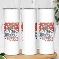 Make America Cowboy Again Patriotic Western Skinny Tumbler Bucking Bronco Star Spangled USA Flag Inspired Country