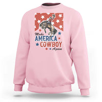 Make America Cowboy Again Patriotic Western Sweatshirt Bucking Bronco Star Spangled USA Flag Inspired Country