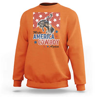 Make America Cowboy Again Patriotic Western Sweatshirt Bucking Bronco Star Spangled USA Flag Inspired Country