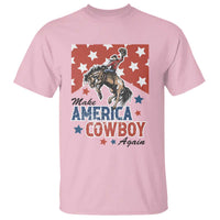 Make America Cowboy Again Patriotic Western T Shirt Bucking Bronco Star Spangled USA Flag Inspired Country