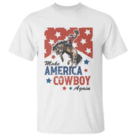 Make America Cowboy Again Patriotic Western T Shirt Bucking Bronco Star Spangled USA Flag Inspired Country