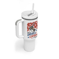 Make America Cowboy Again Patriotic Western Tumbler With Handle Bucking Bronco Star Spangled USA Flag Inspired Country