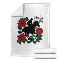 Vintage Jockey and Roses Horse Racing Graphic Throw Blanket Classic Derby Day Fan