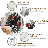 Vintage Jockey and Roses Horse Racing Graphic Throw Blanket Classic Derby Day Fan