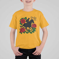 Vintage Jockey and Roses Horse Racing Graphic T Shirt For Kid Classic Derby Day Fan
