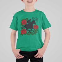 Vintage Jockey and Roses Horse Racing Graphic T Shirt For Kid Classic Derby Day Fan