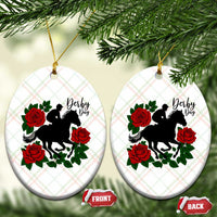 Vintage Jockey and Roses Horse Racing Graphic Ceramic Ornament Classic Derby Day Fan