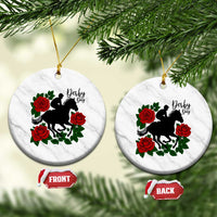 Vintage Jockey and Roses Horse Racing Graphic Ceramic Ornament Classic Derby Day Fan