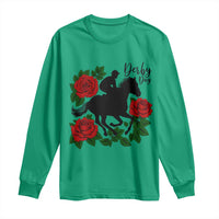 Vintage Jockey and Roses Horse Racing Graphic Long Sleeve Shirt Classic Derby Day Fan