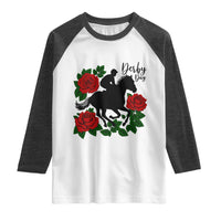 Vintage Jockey and Roses Horse Racing Graphic Raglan Shirt Classic Derby Day Fan