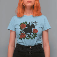 Vintage Jockey and Roses Horse Racing Graphic T Shirt For Women Classic Derby Day Fan