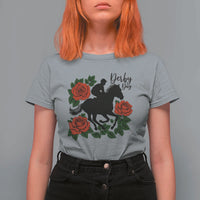 Vintage Jockey and Roses Horse Racing Graphic T Shirt For Women Classic Derby Day Fan