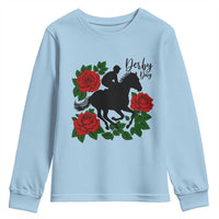 Vintage Jockey and Roses Horse Racing Graphic Youth Sweatshirt Classic Derby Day Fan
