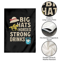 Big Hats Fast Horses Strong Drinks Retro Garden Flag Southern Derby Day Watch Party Graphic