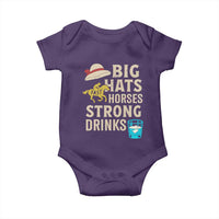 Big Hats Fast Horses Strong Drinks Retro Baby Onesie Southern Derby Day Watch Party Graphic