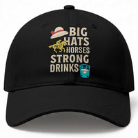 Big Hats Fast Horses Strong Drinks Retro Baseball Cap Southern Derby Day Watch Party Graphic