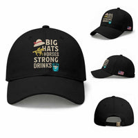 Big Hats Fast Horses Strong Drinks Retro Baseball Cap Southern Derby Day Watch Party Graphic