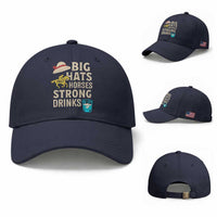 Big Hats Fast Horses Strong Drinks Retro Baseball Cap Southern Derby Day Watch Party Graphic