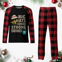 Big Hats Fast Horses Strong Drinks Retro Plaid Pajama Set Southern Derby Day Watch Party Graphic