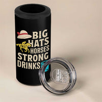 Big Hats Fast Horses Strong Drinks Retro 4 in 1 Can Cooler Tumbler Southern Derby Day Watch Party Graphic
