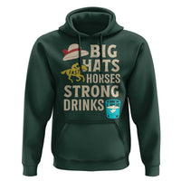 Big Hats Fast Horses Strong Drinks Retro Hoodie Southern Derby Day Watch Party Graphic