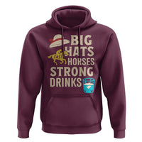 Big Hats Fast Horses Strong Drinks Retro Hoodie Southern Derby Day Watch Party Graphic