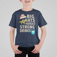 Big Hats Fast Horses Strong Drinks Retro T Shirt For Kid Southern Derby Day Watch Party Graphic
