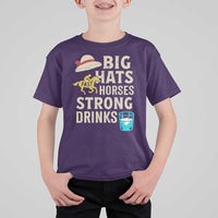 Big Hats Fast Horses Strong Drinks Retro T Shirt For Kid Southern Derby Day Watch Party Graphic