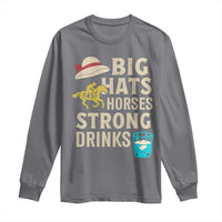 Big Hats Fast Horses Strong Drinks Retro Long Sleeve Shirt Southern Derby Day Watch Party Graphic