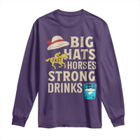 Big Hats Fast Horses Strong Drinks Retro Long Sleeve Shirt Southern Derby Day Watch Party Graphic
