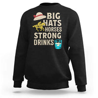 Big Hats Fast Horses Strong Drinks Retro Sweatshirt Southern Derby Day Watch Party Graphic