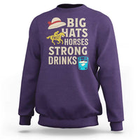 Big Hats Fast Horses Strong Drinks Retro Sweatshirt Southern Derby Day Watch Party Graphic