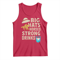 Big Hats Fast Horses Strong Drinks Retro Tank Top Southern Derby Day Watch Party Graphic