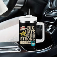 Big Hats Fast Horses Strong Drinks Retro Tumbler With Handle Southern Derby Day Watch Party Graphic