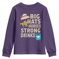 Big Hats Fast Horses Strong Drinks Retro Youth Sweatshirt Southern Derby Day Watch Party Graphic