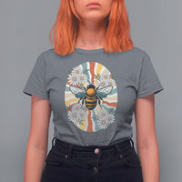 Vintage Bee Daisy Flowers Retro Groovy T Shirt For Women - Wonder Print Shop