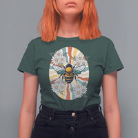 Vintage Bee Daisy Flowers Retro Groovy T Shirt For Women - Wonder Print Shop