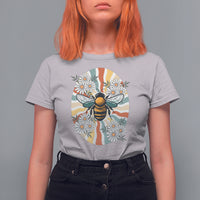Vintage Bee Daisy Flowers Retro Groovy T Shirt For Women - Wonder Print Shop