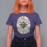 Vintage Bee Daisy Flowers Retro Groovy T Shirt For Women - Wonder Print Shop