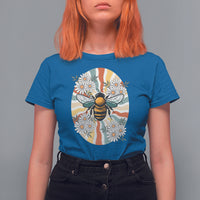 Vintage Bee Daisy Flowers Retro Groovy T Shirt For Women - Wonder Print Shop