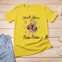 Breast Cancer Awareness T Shirt Check Your Boo Bees Pink Ribbon Support Squad - Wonder Print Shop
