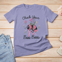 Breast Cancer Awareness T Shirt Check Your Boo Bees Pink Ribbon Support Squad - Wonder Print Shop